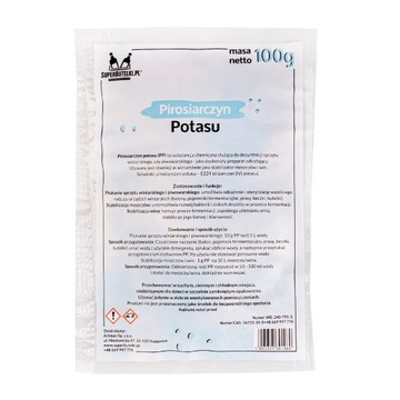 PIROSIARCZYN POTASU 100g DO CZYSZCZENIA MYCIA BUTELEK POJEMNIKÓW DYMIONÓW