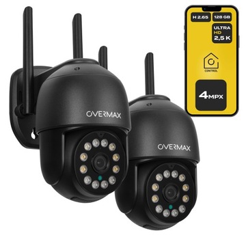 KAMERA ZEWNĘTRZNA OBROTOWA IP WIFI Full HD 2.5K LAN ZESTAW 2 SZTUKI CZARNA