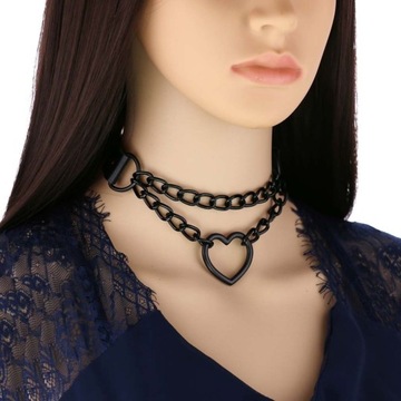 łańcuszek z sercem Choker Goth czoker