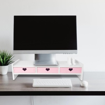 Настольная подставка Органайзер Полка для компьютера Держатель для клавиатуры 3 Розовый ящик