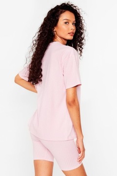 NASTY GAL KOMPLET RÓŻOWY PRĄŻKI CASUAL 34 XS 1RUL