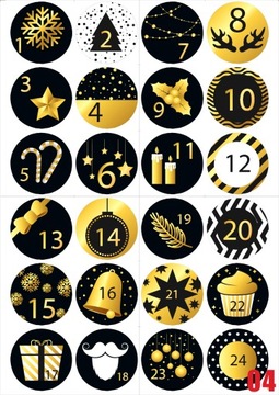 РОЖДЕСТВЕНСКИЕ НАКЛЕЙКИ АДВЕНТ-КАЛЕНДАРЬ А4 выкройки