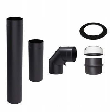 ZESTAW PRZYŁĄCZENIOWY DO PIECÓW I KOMINKÓW FI 130 mm ( 5 ELEMENTÓW)