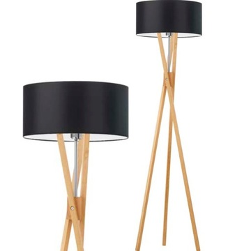 lampa stojąca LED podłogowa ROSA drewno abażur