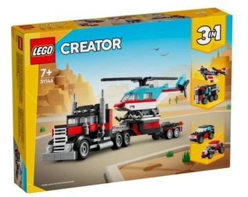 LEGO 31146 CREATOR 3W1 CIĘŻARÓWKA Z PLATFORMĄ I HELIKOPTEREM