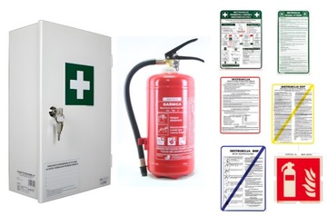 Kompletny Zestaw BHP dla Firm: Apteczka, Gaśnica 4kg, Instrukcje