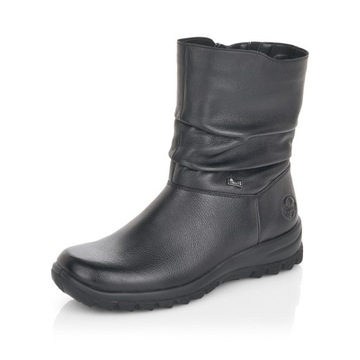 RIEKER TEX buty, botki, trzewiki damskie, czarne skórzane Z7193