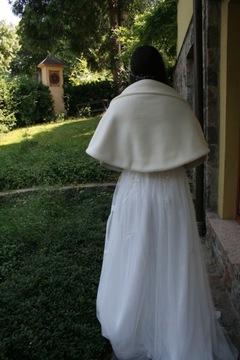 Свадебный палантин, накидка, шарф, мех цвета экрю M/L НОВИНКА