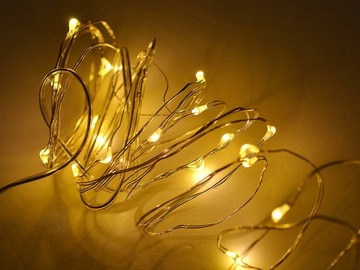 LAMPKI DRUCIKI 20 LED NA BATERIE BIAŁE CIEPŁE ŚWIATŁO