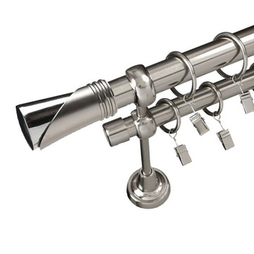 Kompletny KARNISZ 360 cm 25+19 mm srebrny stalowy