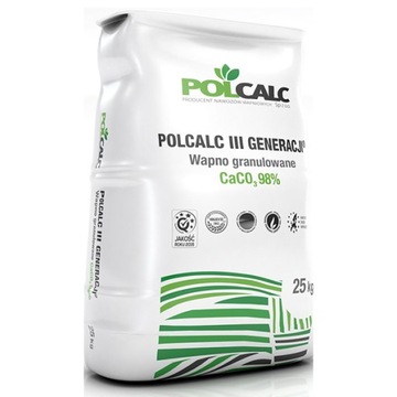 WAPNO GRANULOWANE POLCALC 25kg węglanowe nawozowe nawóz 100% REAKTYWNOŚĆ