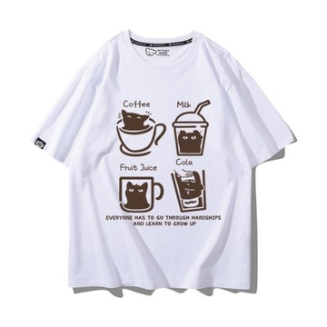 Koszulki z nadrukami Cute Cat T-shirty oversize Estetyczna, luźna koszulka