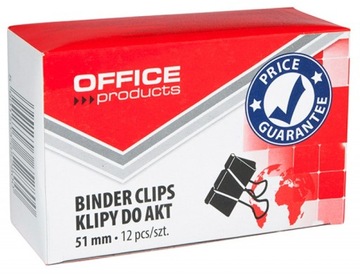 Klipy do dokumentów 51mm 12szt czarne klips