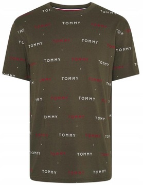 TOMMY Hilfiger _ Męska Koszulka Oliwka LOGO XL