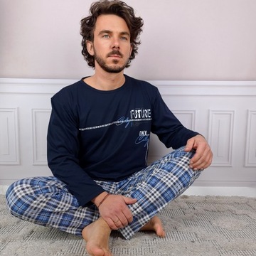 КОМФОРТНЫЙ МУЖСКОЙ ПИЖАМНЫЙ КОМПЛЕКТ ИЗ ХЛОПКА ДЛИННЫЕ БРЮКИ С ПРИНТОМ #M FUT