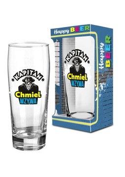 Szklanka do piwa zabawny napis na prezent - Kapitan chmiel wzywa