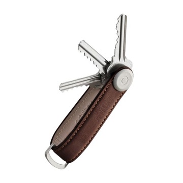 OrbitKey Organizer Etui do Kluczy Skórzane - Espresso with Brown Stitching