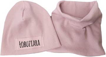 Czapka komin prążek brudny róż Łobuziara CZ 40/46