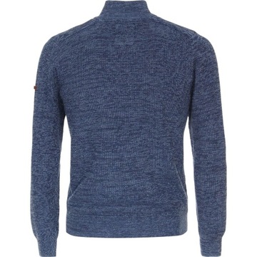 niebieski melanż, gruby bawełniany sweter męski rozpinany Redmond M