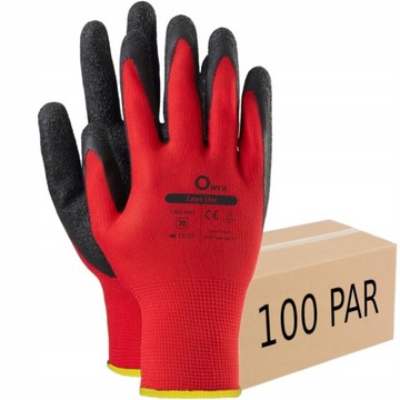 RĘKAWICE ROBOCZE OCHRONNE ONYX LATE RED 100 PAR R10 CZERWONE
