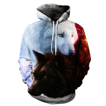 C9 Bluza z kapturem WILK - nadruk 3D - L