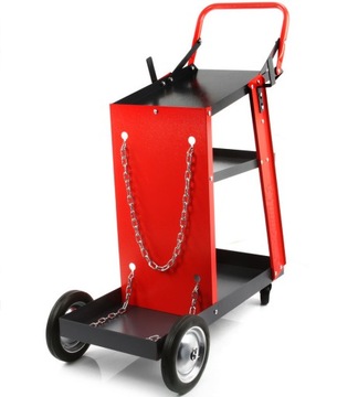 СВАРОЧНАЯ ТЕЛЕЖКА ДЛЯ СВАРОЧНЫХ МАШИН С ПОЛКОЙ И МЕСТОМ ДЛЯ ЦИЛИНДРА, 3 ПОЛКИ