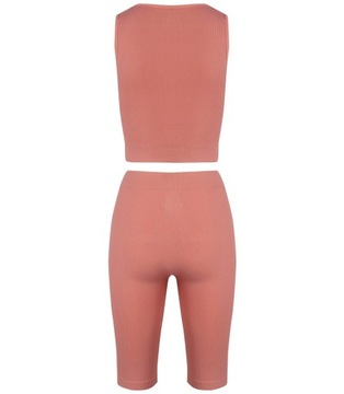 Sportowy zestaw legginsy +top szerokie ramiączka MISSY (Różowy) 4XL/5XL