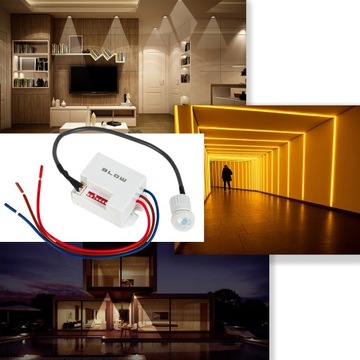 CZUJNIK RUCHU ZMIERZCHU SENSOR PIR Z SONDĄ 800W 360 IP65 240V DO LED LAMPA