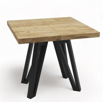 Stół kwadrat METAL DĄB CRAFT rozsuwany 90x90-190