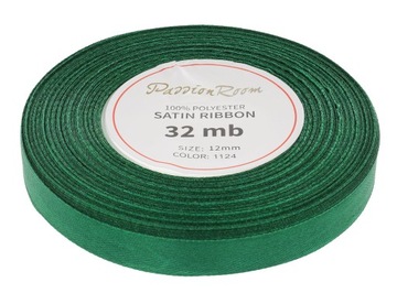 Wstążka satynowa atłasowa 12mm 32mb ciemna zielona