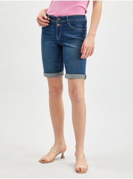Granatowe jeansowe szorty damskie ORSAY