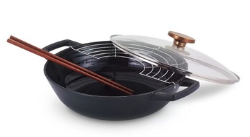 Wok Beka patelnia Nori żeliwny 30 cm z rusztem