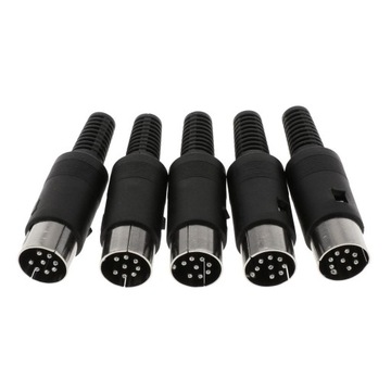 Klawiatura DIN Wtyk męski Złącze audio DIY Terminal lutowniczy, czarny, 8 pinów
