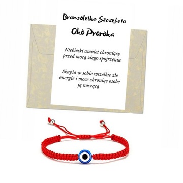 Bransoletka, Oko Proroka, czerwony sznurek, bransoletka szczęscia, ochrona