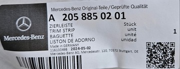 LIŠTA CHRÓM NÁRAZNÍKU ZADNÍ MERCEDES TŘÍDA C W205