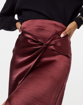 ЮБКА АТЛАСНАЯ, бордовая, с разрезом, размер 40 1DMO
