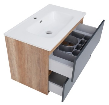 ШКАФ ПОД УМЫВАЛЬНИК 80 СМ ПОДВЕСНОЙ АНТРАЦИТОВЫЙ ДУБ КАНТРИ ASTOR SPECTRA