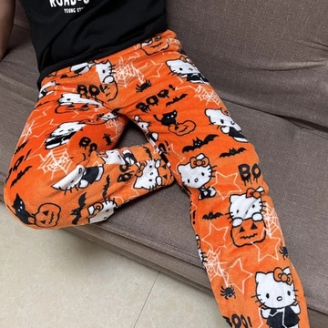 NOWY 2024 Sanrio Hello Kitty flanelowa piżama damski ciepła spodnie 1szt