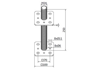 Винты для основания опоры с регулируемой высотой PSR M24 / 100x100x250 мм