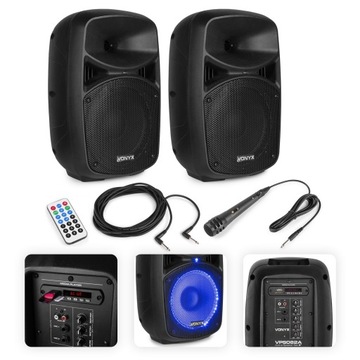 Zestaw 2x Aktywna kolumna bluetooth LED mikrofon