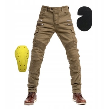 SPODNIE MOTOCYKLOWE BOJÓWKI MĘSKIE JEANSY KEVLAR