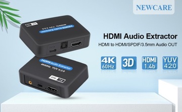 ЭКСТРАКТОР HDMI-HDMI КОНВЕРТЕР TOSLINK SPDIF Разветвитель 4K 60 Гц+ 3,5 мм