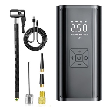 KOMPRESOR SAMOCHODOWY ELEKTRYCZNA POMPKA DO ROWERU MATERACA PIŁKI LED LCD