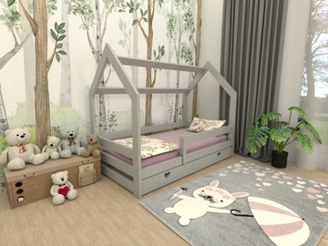 Łóżko Domek 80x160 sosnowe Szare