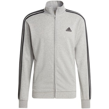 Dres męski adidas Basic 3-Stripes French Terry szaro-czarny IC6748 L