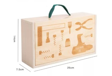 Duży Drewniany Zestaw Narzędzi Dla Dzieci Zestaw Majsterkowicza Skrzynka