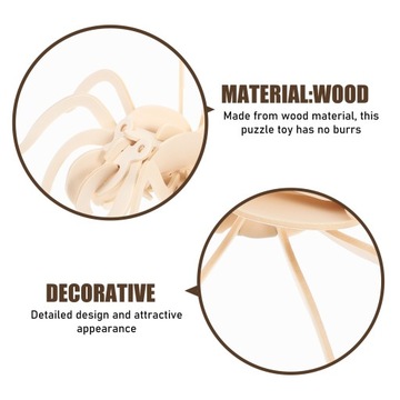 PUZZLE 3D ZWIERZĘCE INTERAKTYWNE UKŁADANKI DIY Z DREWNA TYP PAJĄK 2 SZT.