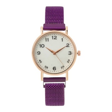 Lady Daily Watch Quartz Movement Round Dial Magnetic Band