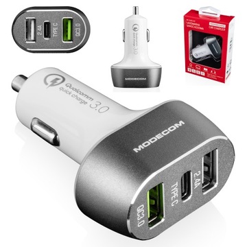 ŁADOWARKA SAMOCHODOWA 3x USB USB-C SZYBKIE ŁADOWANIE +2 Smart Monety GRATIS