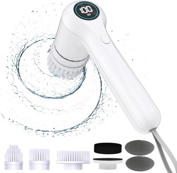 Wodoodporna Elektryczna Szczotka do Garnków + 6 Główek Szczotek 2400mAh